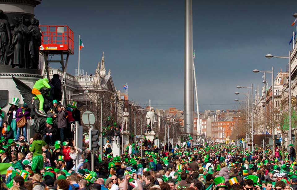 O Connell Street, Dublin during St. Patricks day